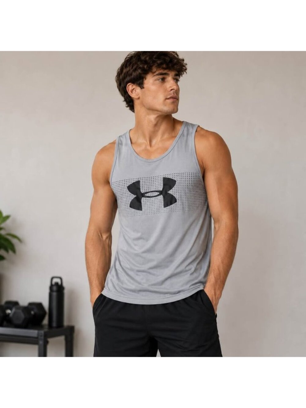 Under Armour Men’s Performance Tank Top Medium Gray Athletic Gym Shirt